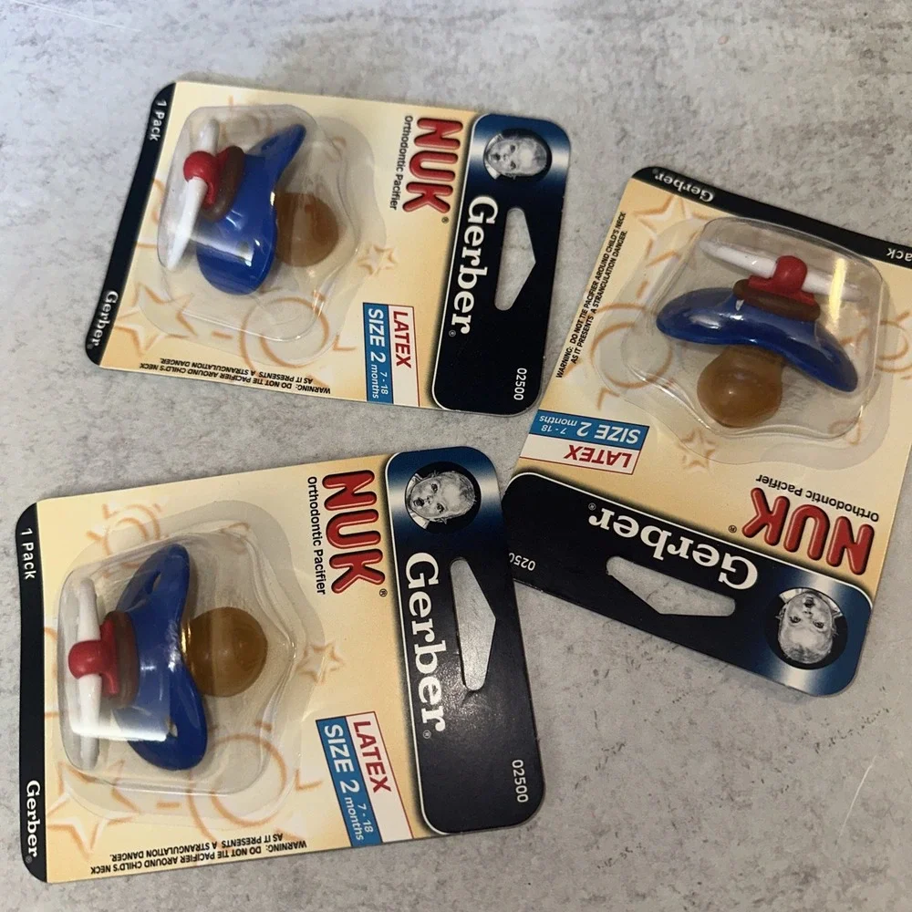 3 Set Gerber Original NUK Orthodontic PACIFIER Size 2 6-18 months Blue